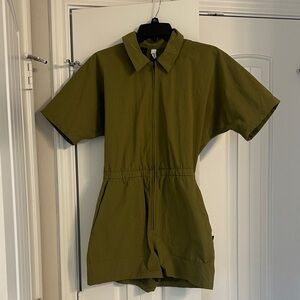 Lululemon Athletica Khaki Short Sleeve Jumpsuit